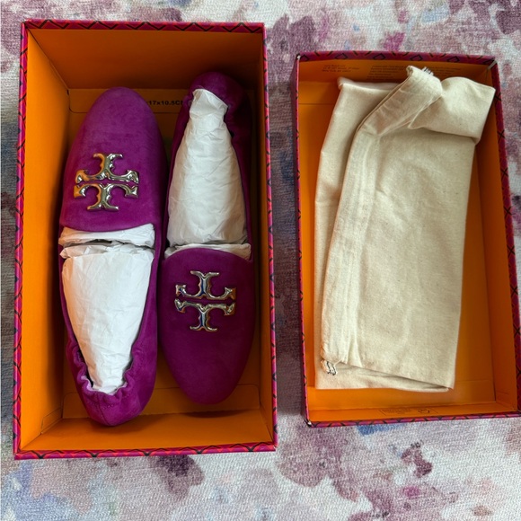 Tory Burch Shoes - Purple Loafers with Gold Accents